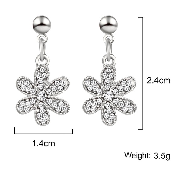 CLOSEOUT! Antiqued Silver CZ Pave Daisy Earrings - Picture 6 of 7
